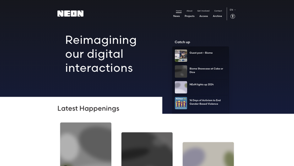Screenshot of the NEoN Digital Arts (SCIO) website