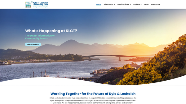 Screenshot of the Kyle & Lochalsh Community Trust website