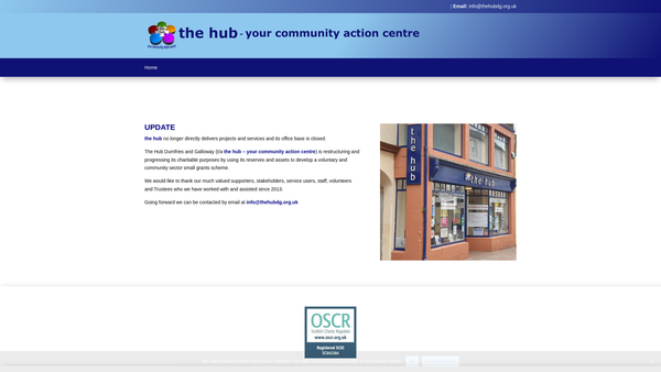 Screenshot of the The Hub Dumfries and Galloway website