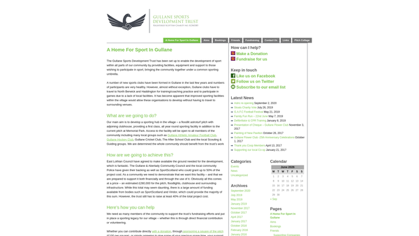 Screenshot of the Gullane Sports Development Trust website