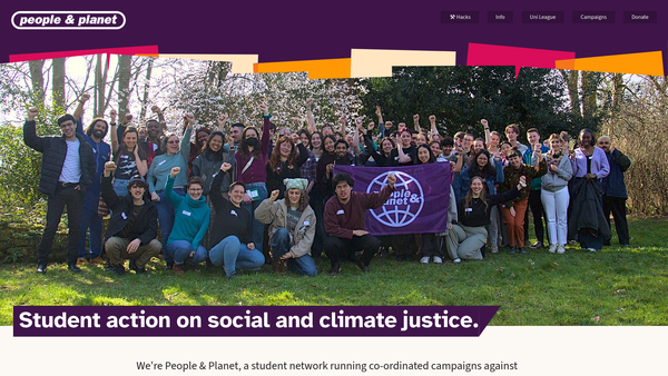 Screenshot of the People & Planet Student Activities Limited website