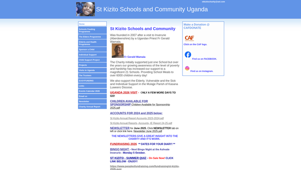 Screenshot of the St Kizito Schools and Community Fundraising Committee website