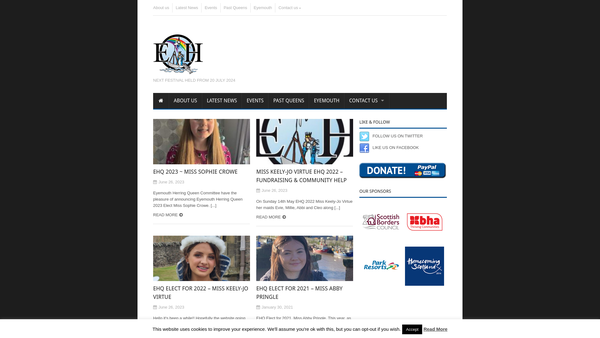 Screenshot of the The Eyemouth Children's Picnic and Herring Queen Association website