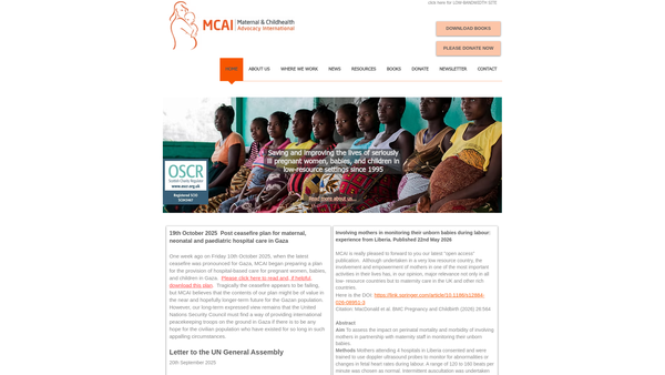 Screenshot of the Maternal & Childhealth Advocacy International website