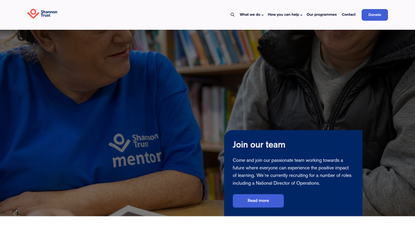 Screenshot of the Shannon Trust website