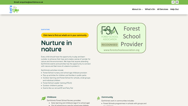 Screenshot of the Earthtime for All Ltd website