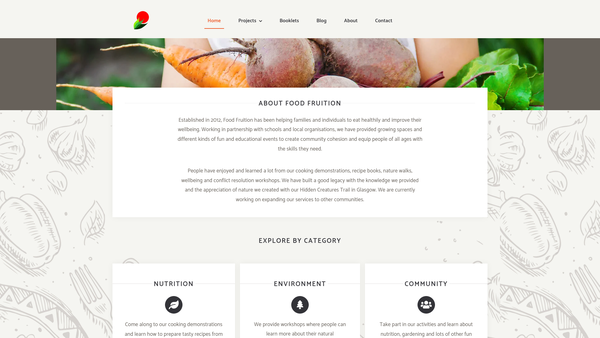Screenshot of the Food Fruition website