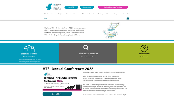 Screenshot of the Highland Third Sector Interface website
