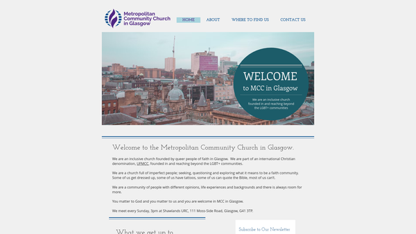 Screenshot of the Metropolitan Community Church in Glasgow website