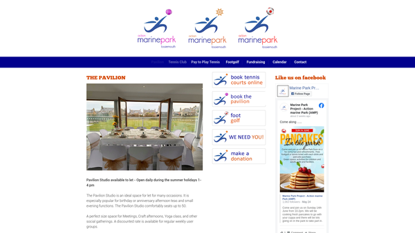 Screenshot of the Action Marine Park, SCIO website