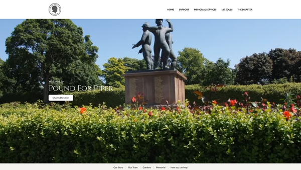 Screenshot of the Pound for Piper Memorial Trust website