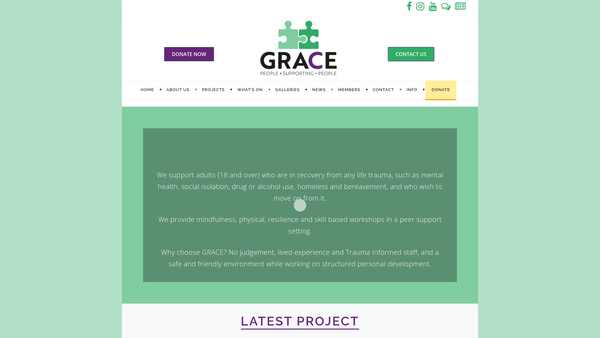 Screenshot of the Group Recovery Aftercare Community Enterprise website