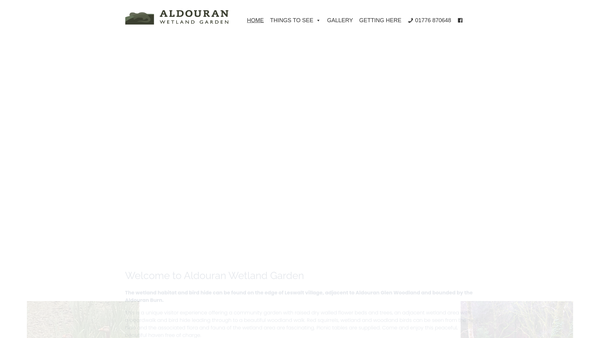 Screenshot of the Aldouran Wetland Garden website