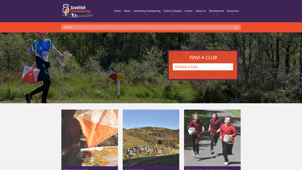 Screenshot of the Scottish Orienteering Association website