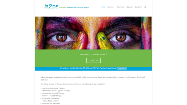 Screenshot of the iaps- increased access 2 psychological support website