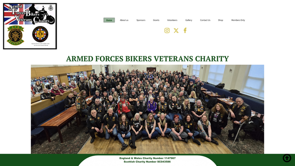 Screenshot of the Armed Forces Bikers Veterans Charity website