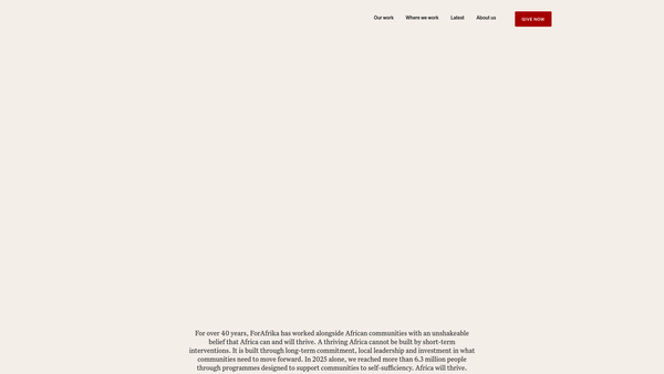 Screenshot of the ForAfrika website