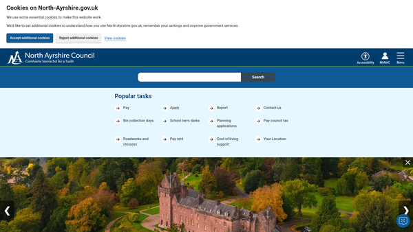 Screenshot of the North Ayrshire Council (Dalry) Charitable Trust website