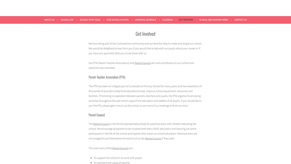 Screenshot of the The Parent Teacher Association of Corstorphine Primary School website