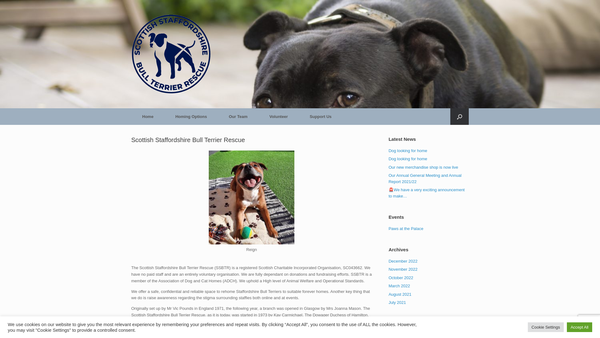 Screenshot of the Scottish Staffordshire Bull Terrier Rescue website