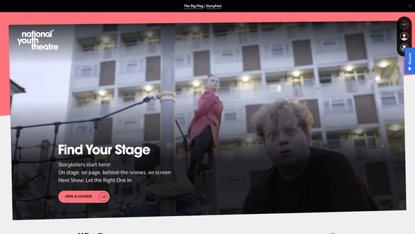 Screenshot of the National Youth Theatre of Great Britain website