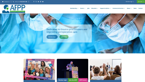 Screenshot of the The Association for Perioperative Practice website