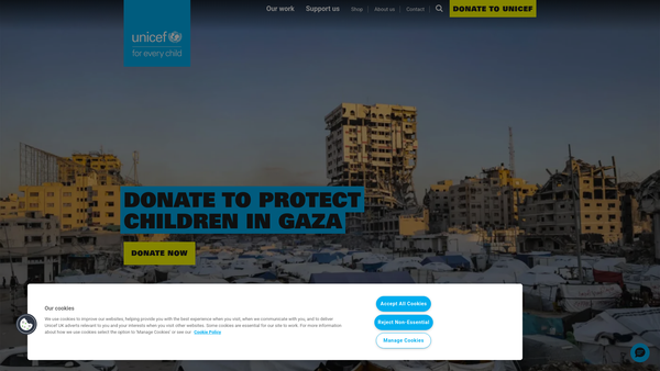 Screenshot of the United Kingdom Committee for UNICEF website