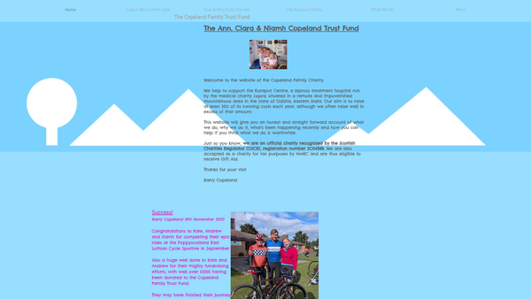 Screenshot of the The Ann, Ciara and Niamh Copeland 200 Club Trust Fund website