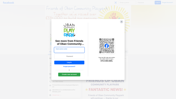 Screenshot of the Friends of Oban Community Playpark website