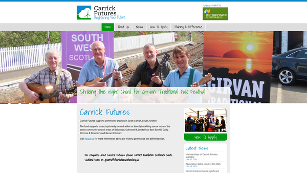 Screenshot of the Carrick Futures website