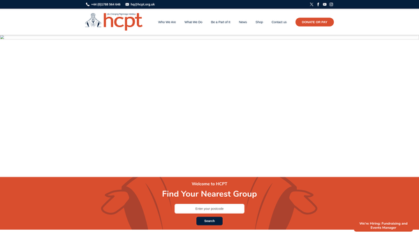 Screenshot of the HCPT (Hosanna House and Children's Pilgrimage Trust) website