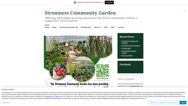 Screenshot of the Stromness Community Garden website