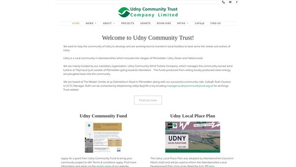 Screenshot of the Udny Community Trust  Company Limited website