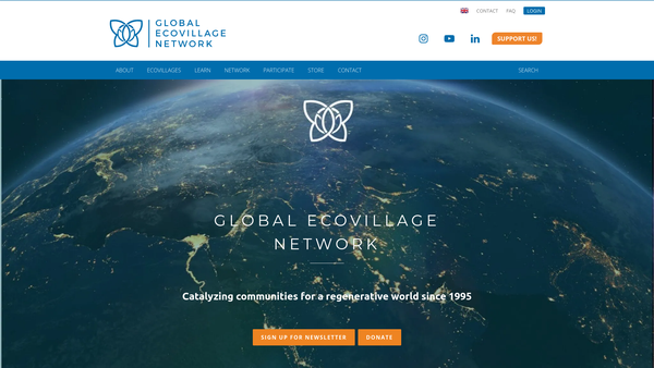 Screenshot of the Global Ecovillage Network website