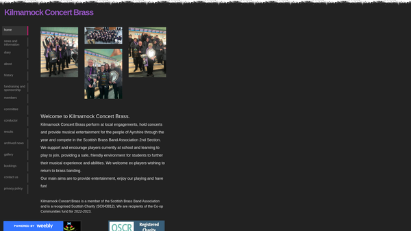 Screenshot of the Kilmarnock Concert Brass website