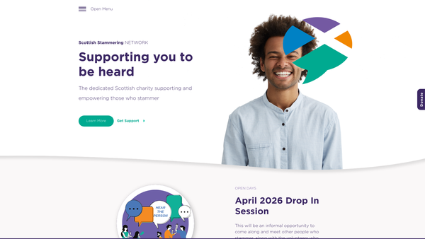 Screenshot of the Scottish Stammering Network (SCIO) website