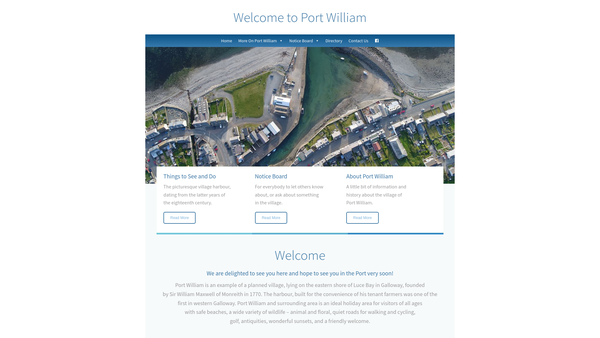 Screenshot of the Port William Community Association website