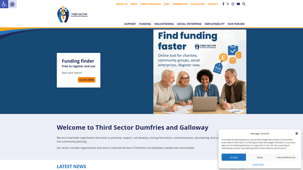 Screenshot of the Dumfries and Galloway Third Sector Interface website