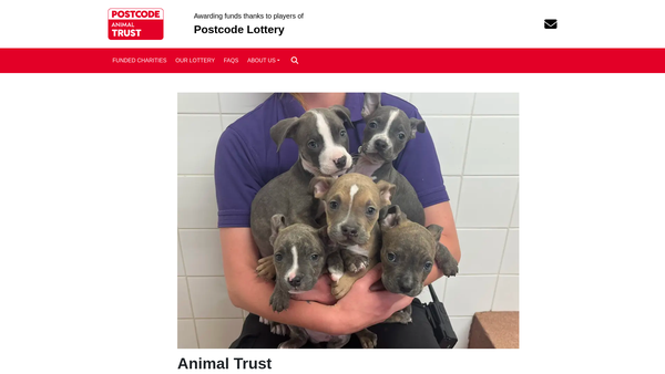 Screenshot of the Postcode Animal Trust website