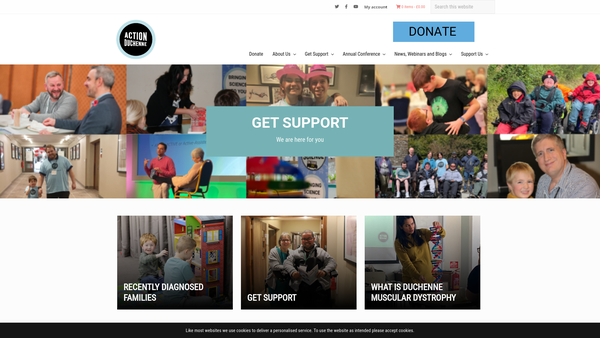 Screenshot of the Action Duchenne Limited website