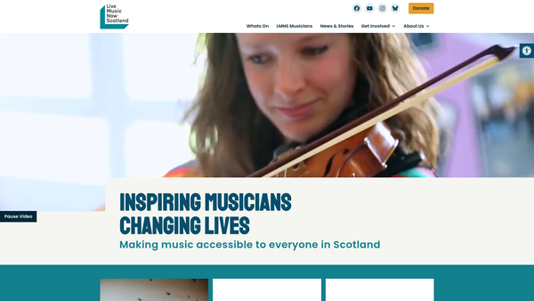Screenshot of the Live Music Now Scotland website
