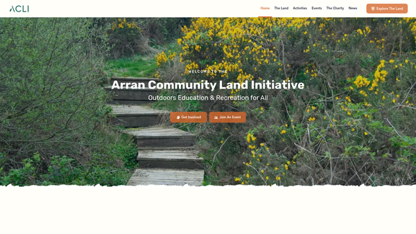 Screenshot of the Arran Community Land Initiative website
