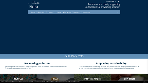 Screenshot of the Fidra website