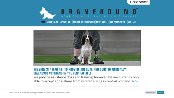 Screenshot of the Bravehound website