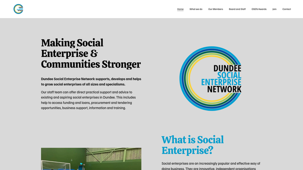 Screenshot of the Dundee Social Enterprise Network website