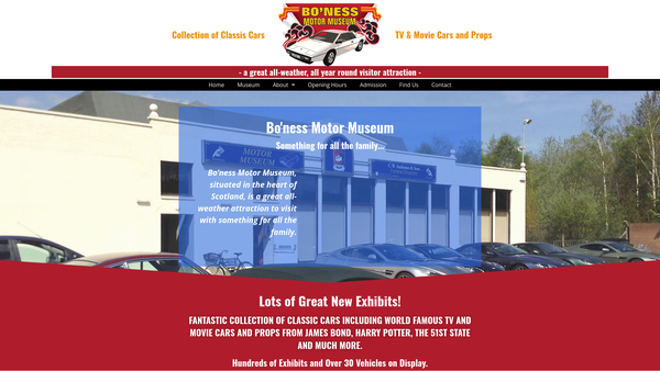 Screenshot of the Bo'ness Motor Museum website