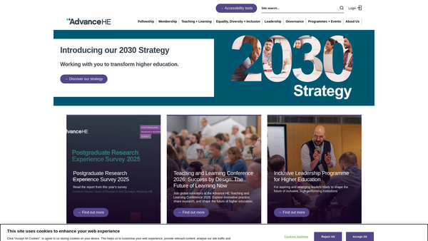 Screenshot of the Advance HE website