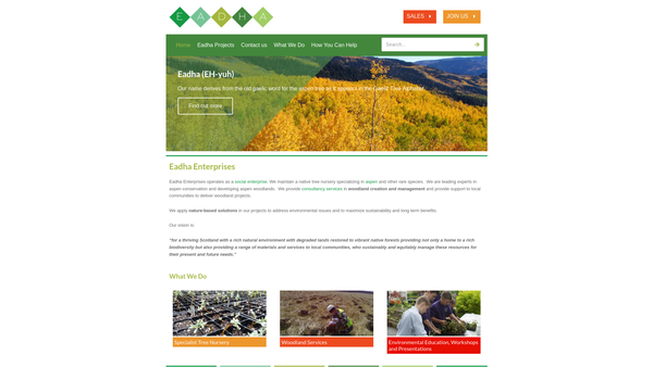 Screenshot of the Eadha Enterprises website