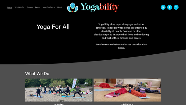 Screenshot of the Yogability website