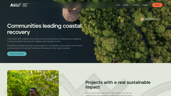 Screenshot of the The Association For Coastal Ecosystem Services website